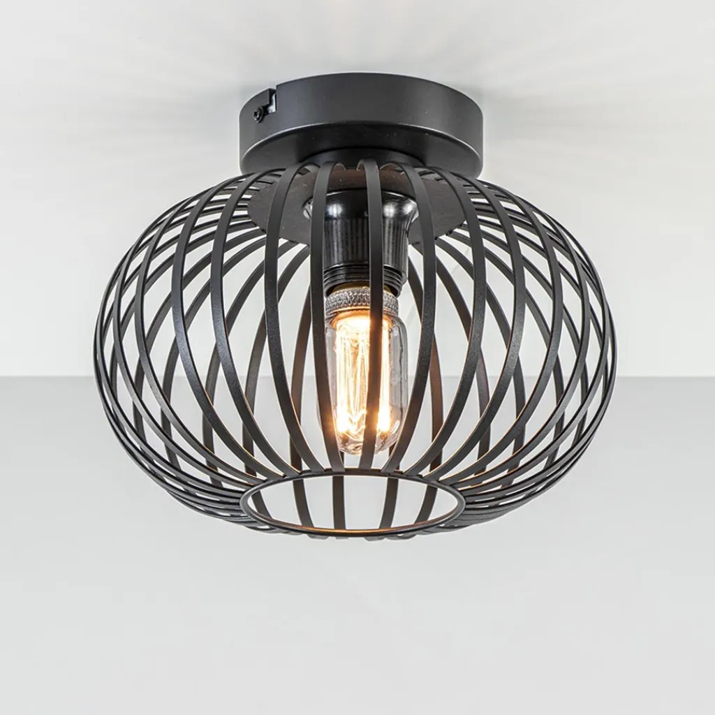 Straluma Plafondlamp donut klein draad zwart 25cm> Draadlampen|Woonkamerlampen