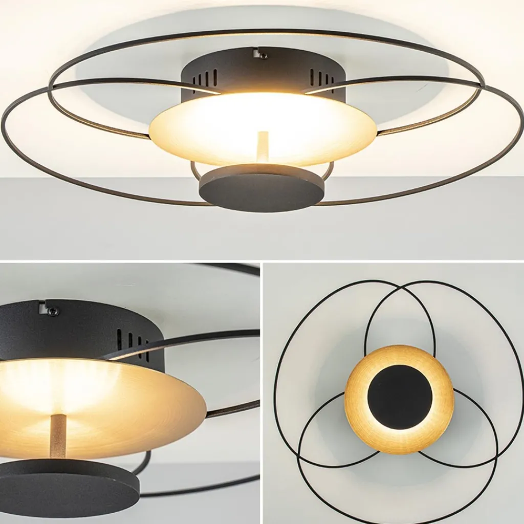 Straluma Plafondlamp Fiore zwart/goud 3-step dim> Plafondlampen|Plafonnières