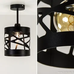 Straluma Plafondlamp Frez zwart metaal><noscript><img width=