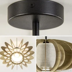 Straluma Plafondlamp hout met stoffen kap 50cm><noscript><img width=