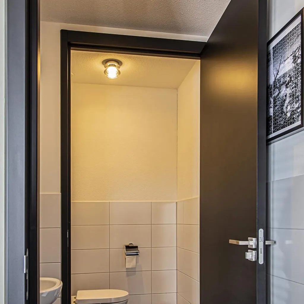 Straluma Plafondlamp klein chroom met smoke glas> Plafondlampen|Halverlichting