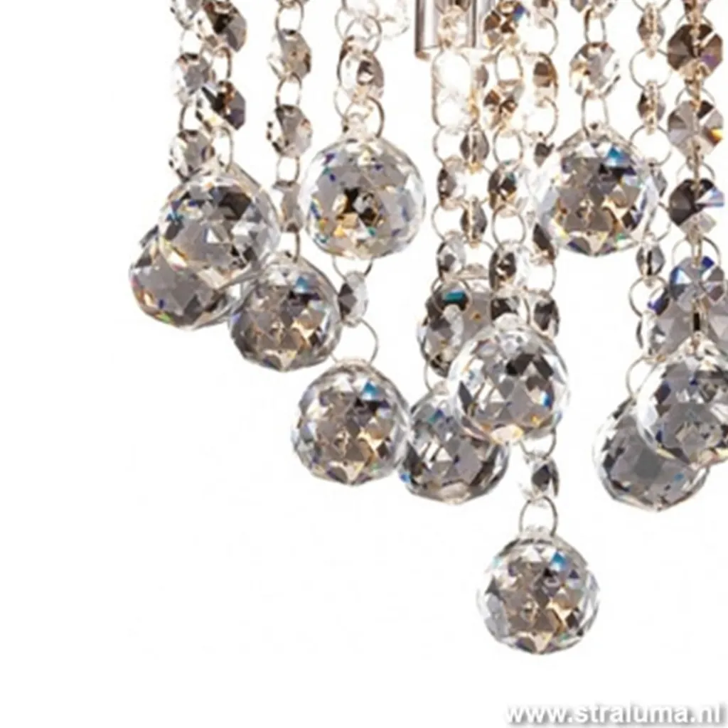 Straluma Plafondlamp kristal bollen + chroom 22cm> Plafonnières|Woonkamerlampen