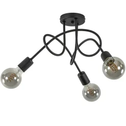 Straluma Plafondlamp Krul 3L zwart ex. e27 lb.> Plafondlampen|Landelijke Verlichting