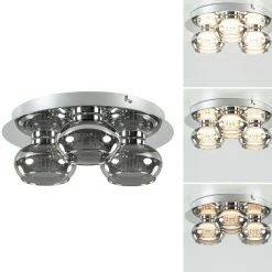 Straluma Plafondlamp 3-L chroom/smoke 3-step dim.> Plafondlampen|Halverlichting