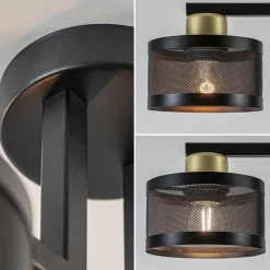 Straluma Plafondlamp 3L zwart/goud cilinder geperforeerd><noscript><img width=