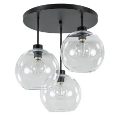 Straluma Plafondlamp 3-lichts zwart + helder glas 25cm> Keukenverlichting|Kantoorverlichting