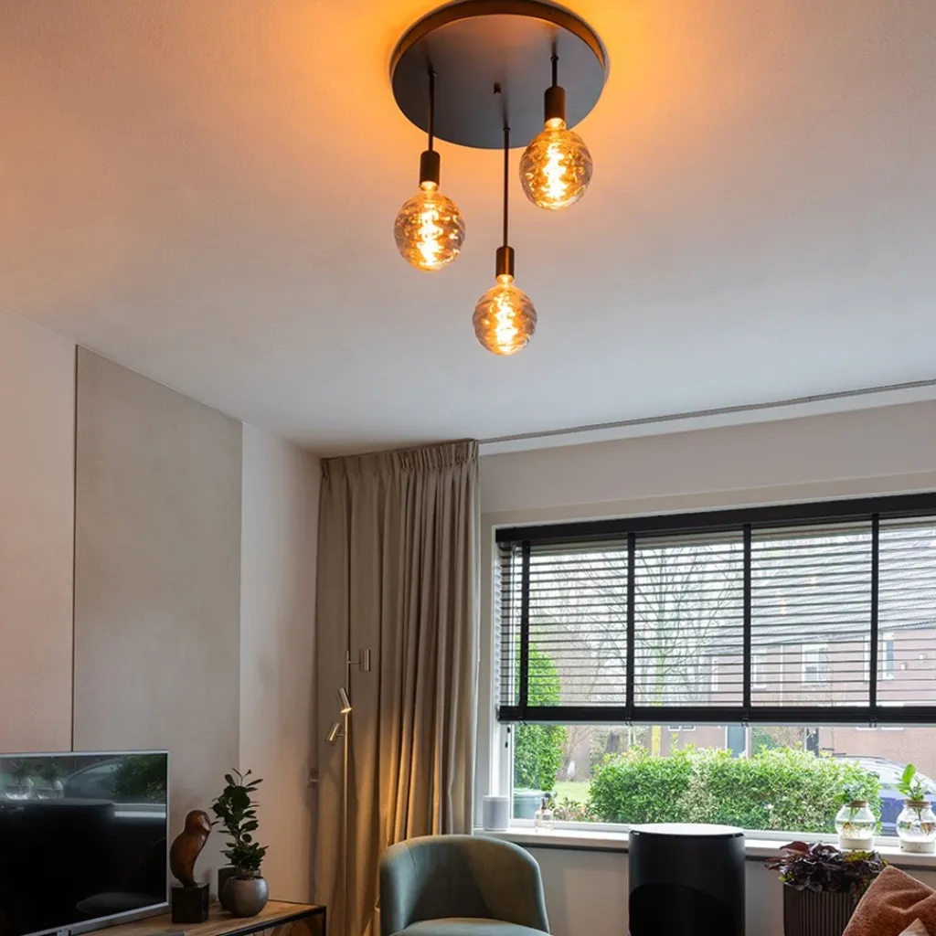 Straluma Plafondlamp 3-lichts zwart ex. e27> Halverlichting|Plafondlampen