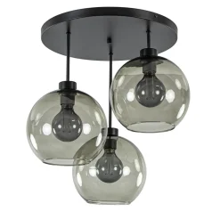 Straluma Plafondlamp 3-lichts zwart + smoke glas 25cm> Woonkamerlampen|Slaapkamerlampen
