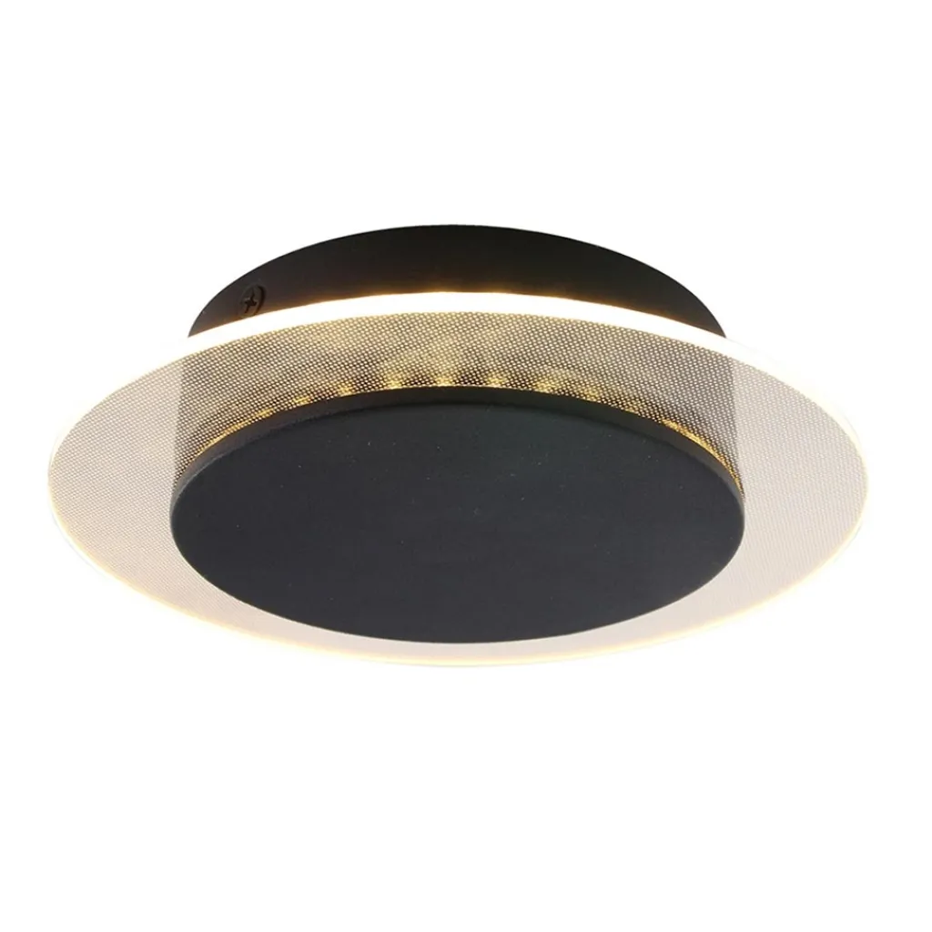 Straluma Plafondlamp Lido zwart 17cm indirect> Plafondlampen|Wandlampen