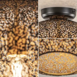 Straluma Plafondlamp Oronero bol zwart/goud 30cm><noscript><img width=