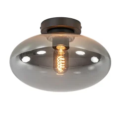 Straluma Plafondlamp Reflexion zwart+smoke glas> Plafondlampen|Retro Verlichting