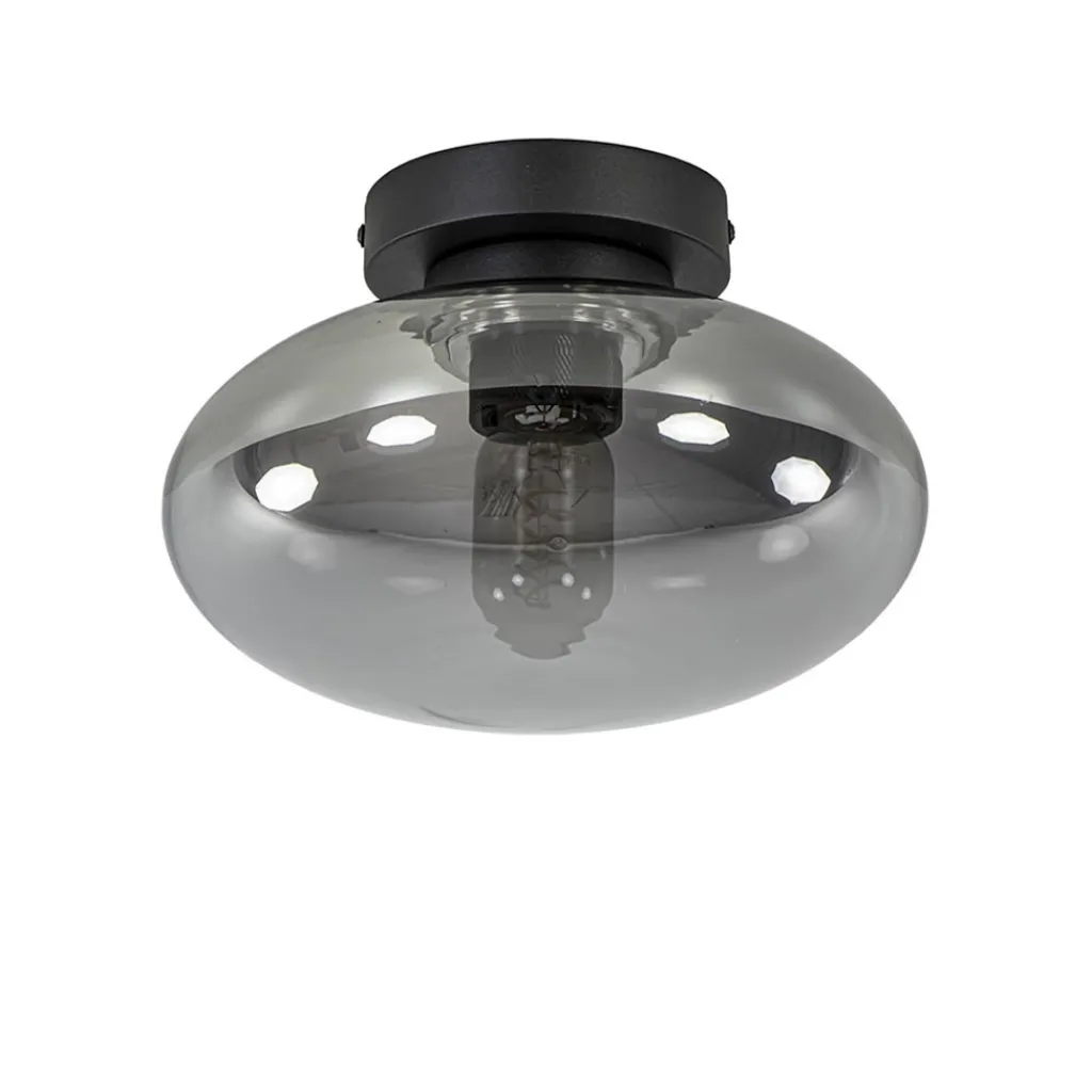 Straluma Plafondlamp Reflexion zwart+smoke glas> Woonkamerlampen|Slaapkamerlampen