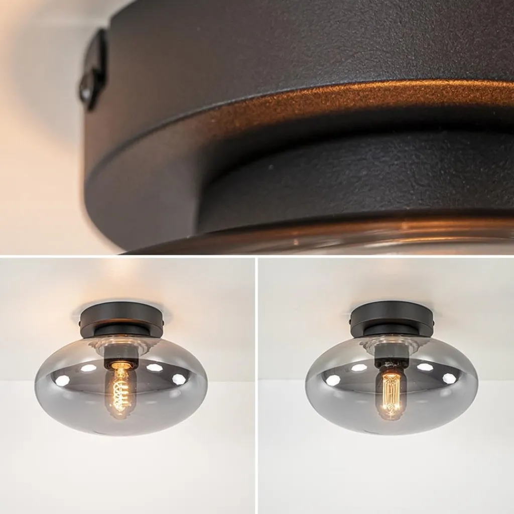 Straluma Plafondlamp Reflexion zwart+smoke glas> Woonkamerlampen|Slaapkamerlampen