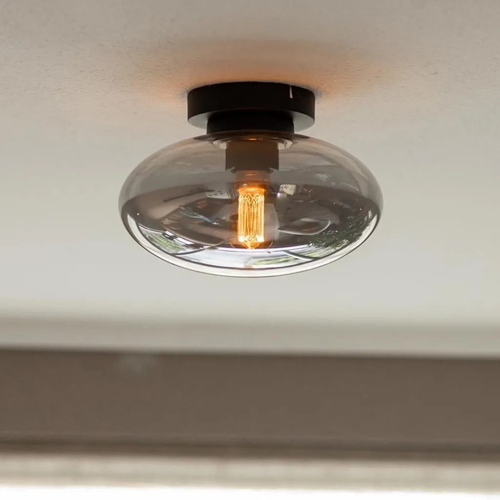 Straluma Plafondlamp Reflexion zwart+smoke glas> Woonkamerlampen|Slaapkamerlampen