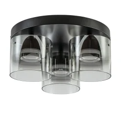 Straluma Plafondlamp Salerno 3L zwart/smoke glas> Plafondlampen|Woonkamerlampen