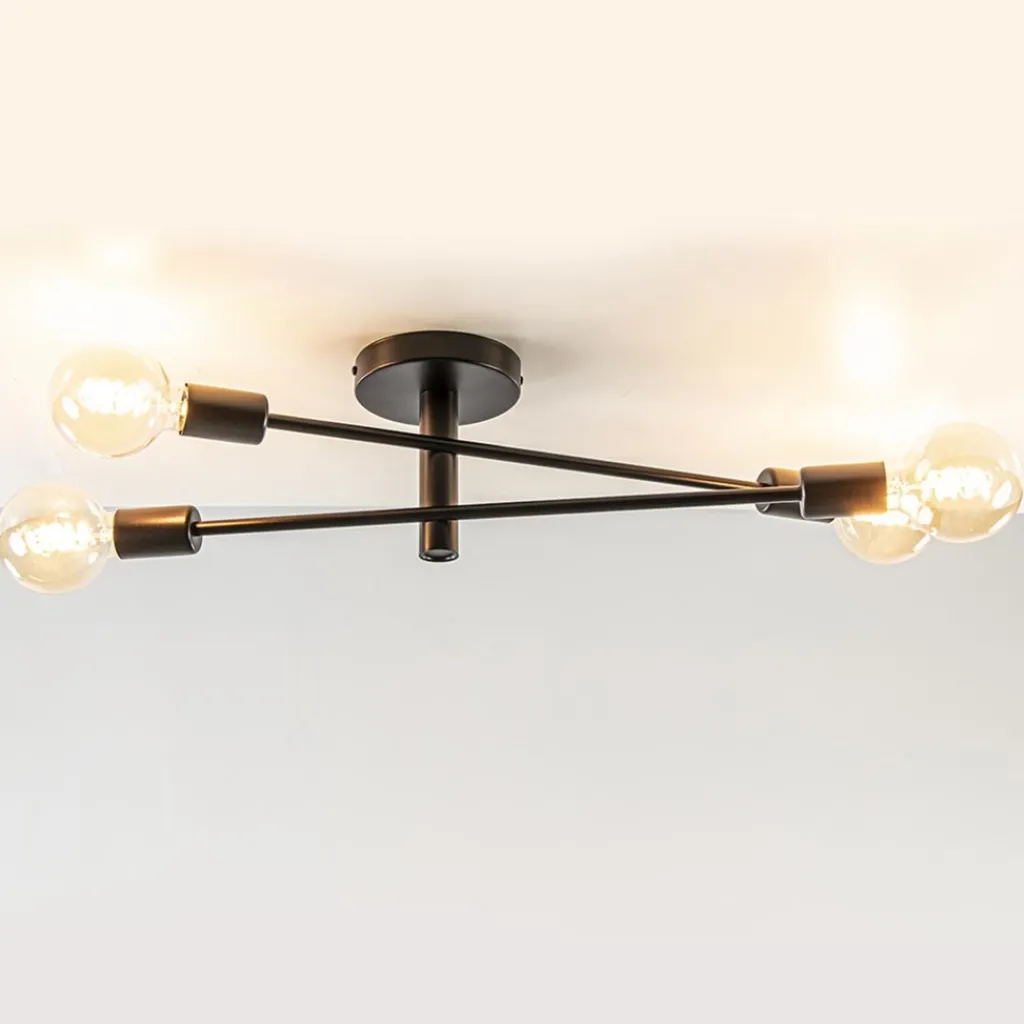 Straluma Plafondlamp Sticks 4L zwart excl. e27> Wandlampen|Woonkamerlampen