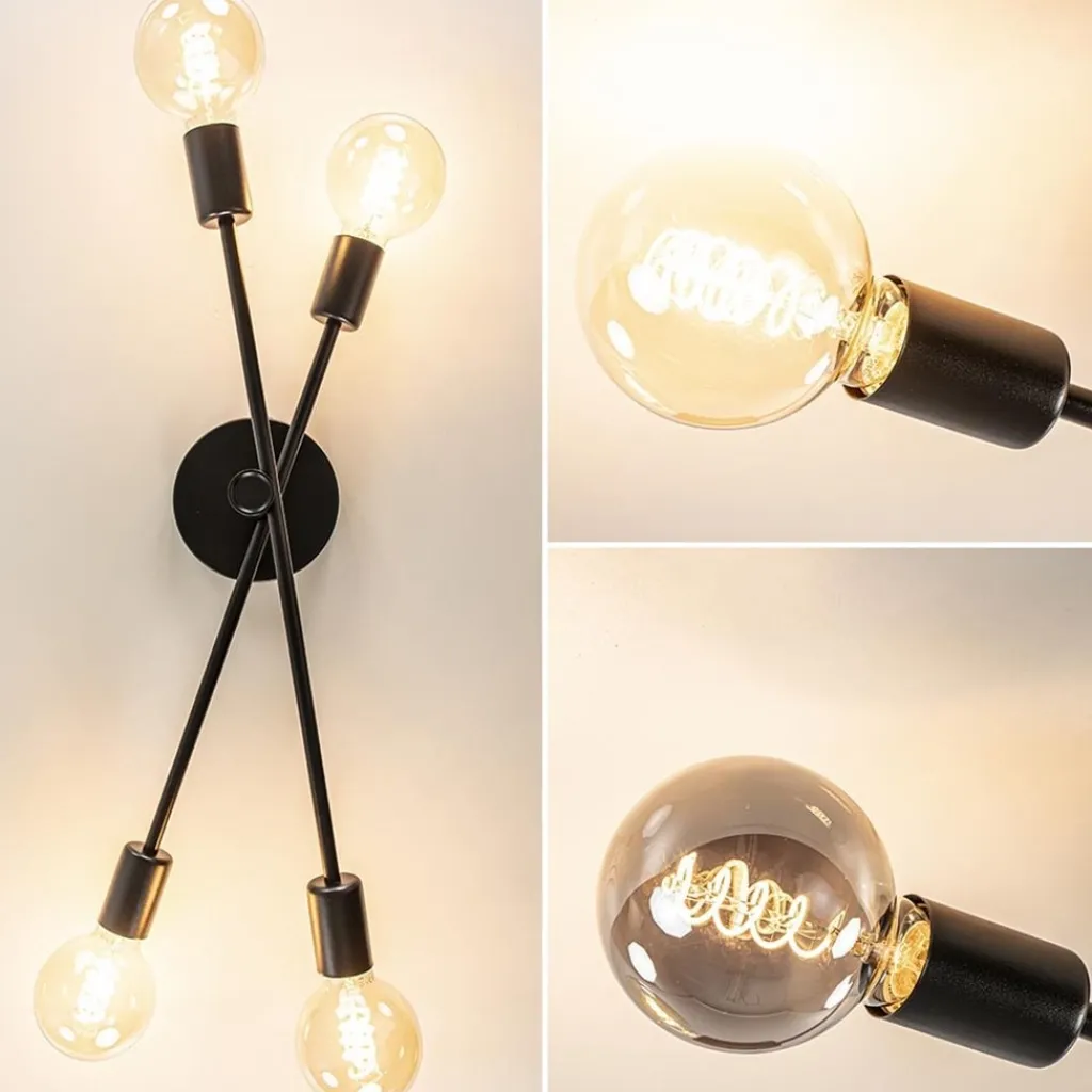Straluma Plafondlamp Sticks 4L zwart excl. e27> Wandlampen|Woonkamerlampen