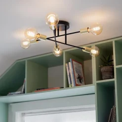 Straluma Plafondlamp Sticks 6L zwart/goud><noscript><img width=