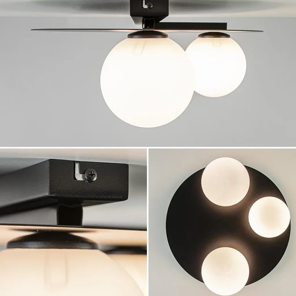 Straluma Plafondlamp zwart met 3 witte bollen> Plafondlampen|Retro Verlichting