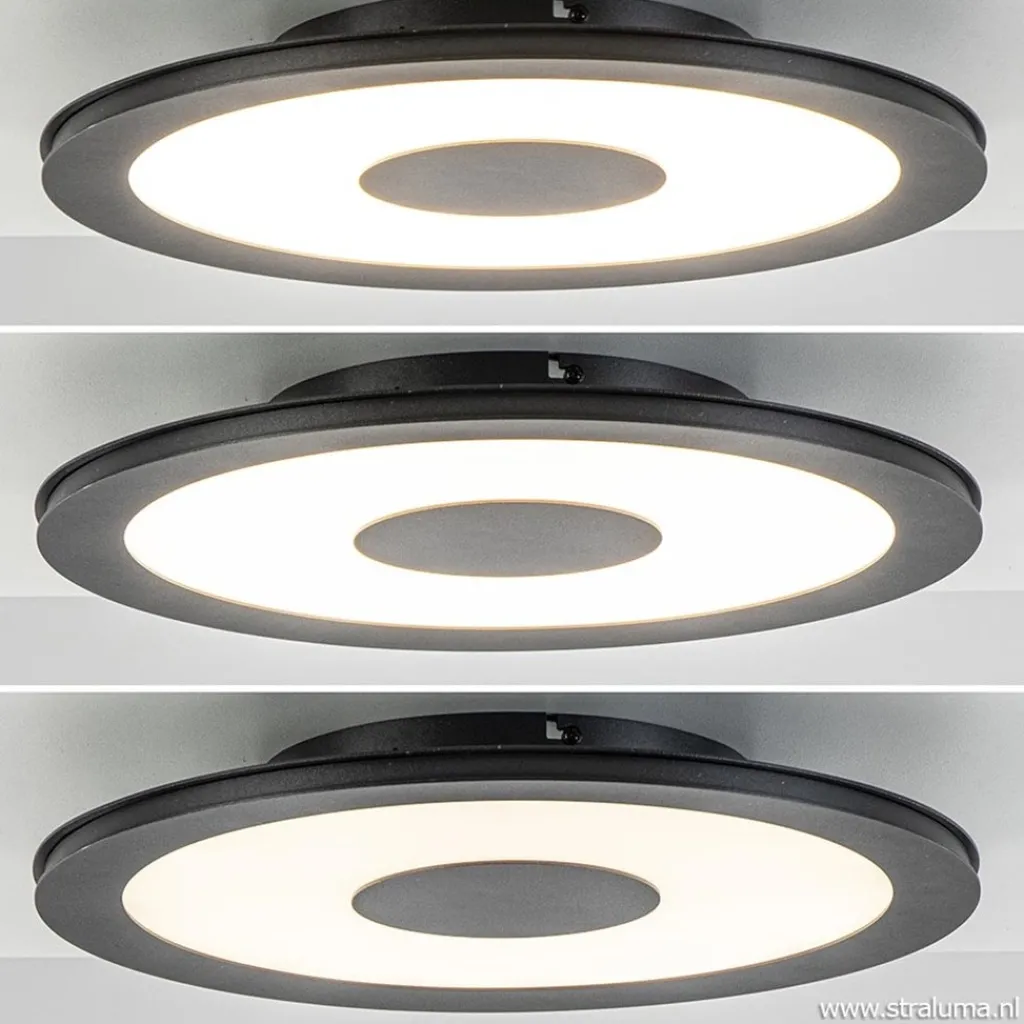 Straluma Plafondlamp zwart rond 38cm 3-st.dim.> Plafondlampen|Plafonnières
