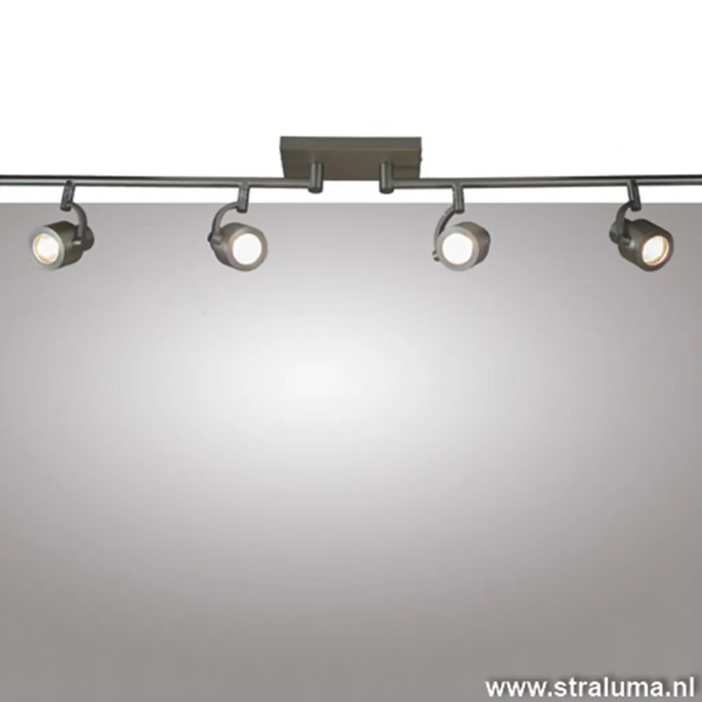 Straluma Plafondspot balk 4-lichts nikkel verstel> Opbouwspots|Woonkamerlampen