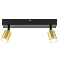 Straluma Plafondspot Bounce 2L 40cm zwart/matgoud> Plafondlampen|Opbouwspots