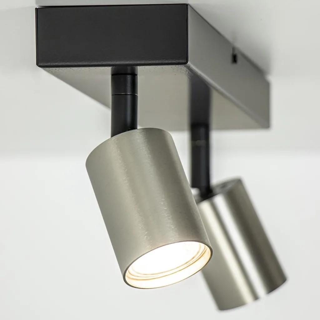 Straluma Plafondspot Bounce 2L zwart/rvs> Plafondlampen|Opbouwspots