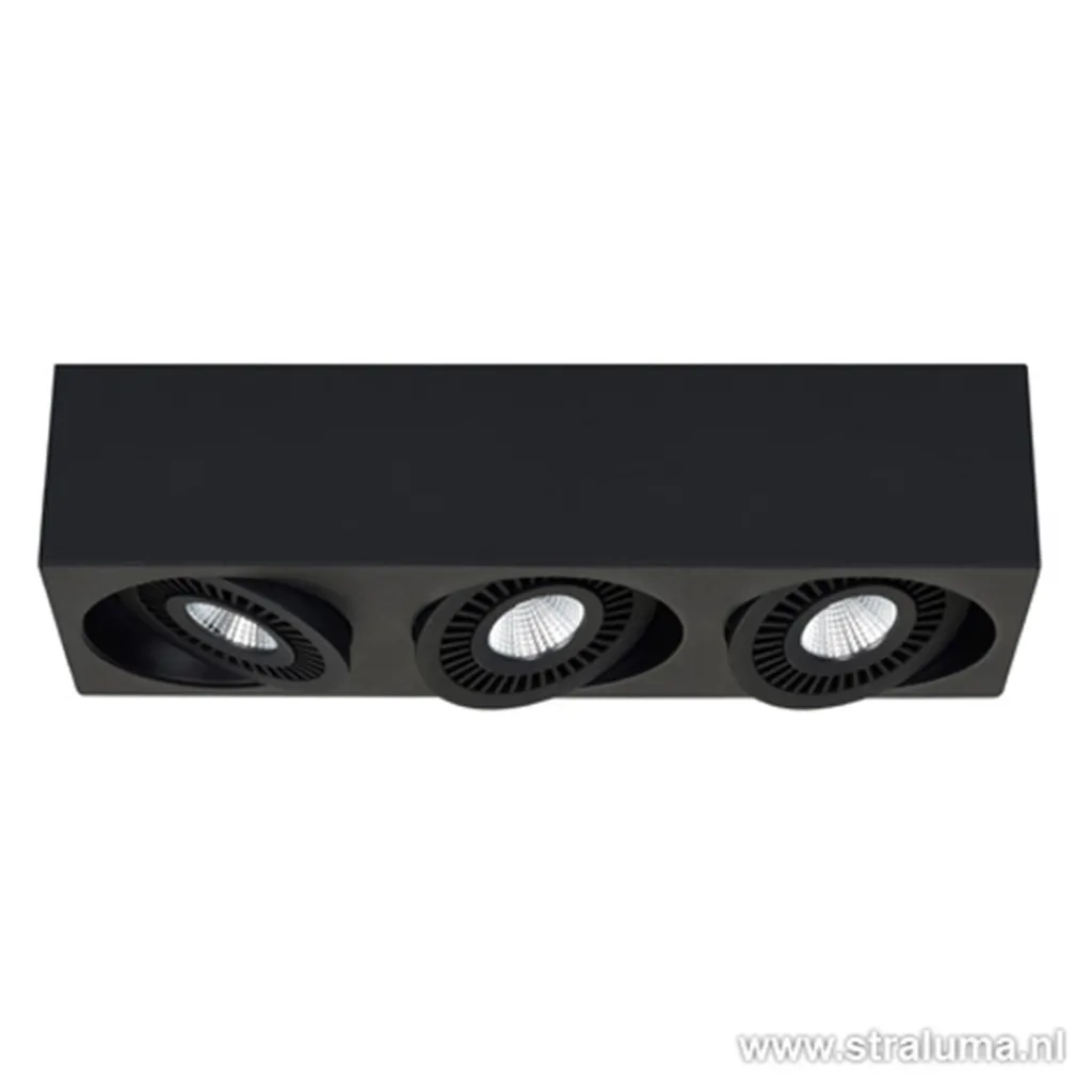 Straluma Plafondspot Eye 3L box zwart led 3000k> Plafondlampen|Opbouwspots