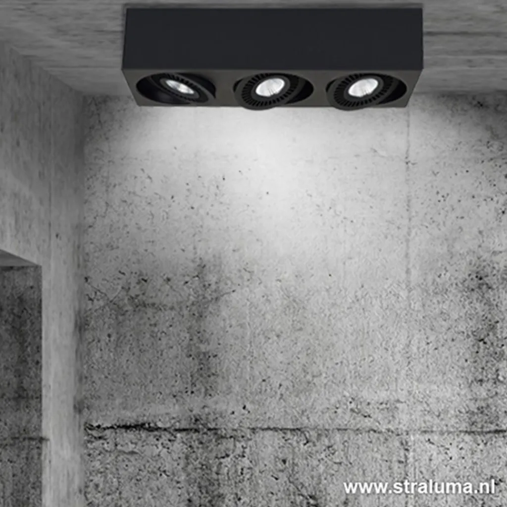 Straluma Plafondspot Eye 3L box zwart led 3000k> Plafondlampen|Opbouwspots