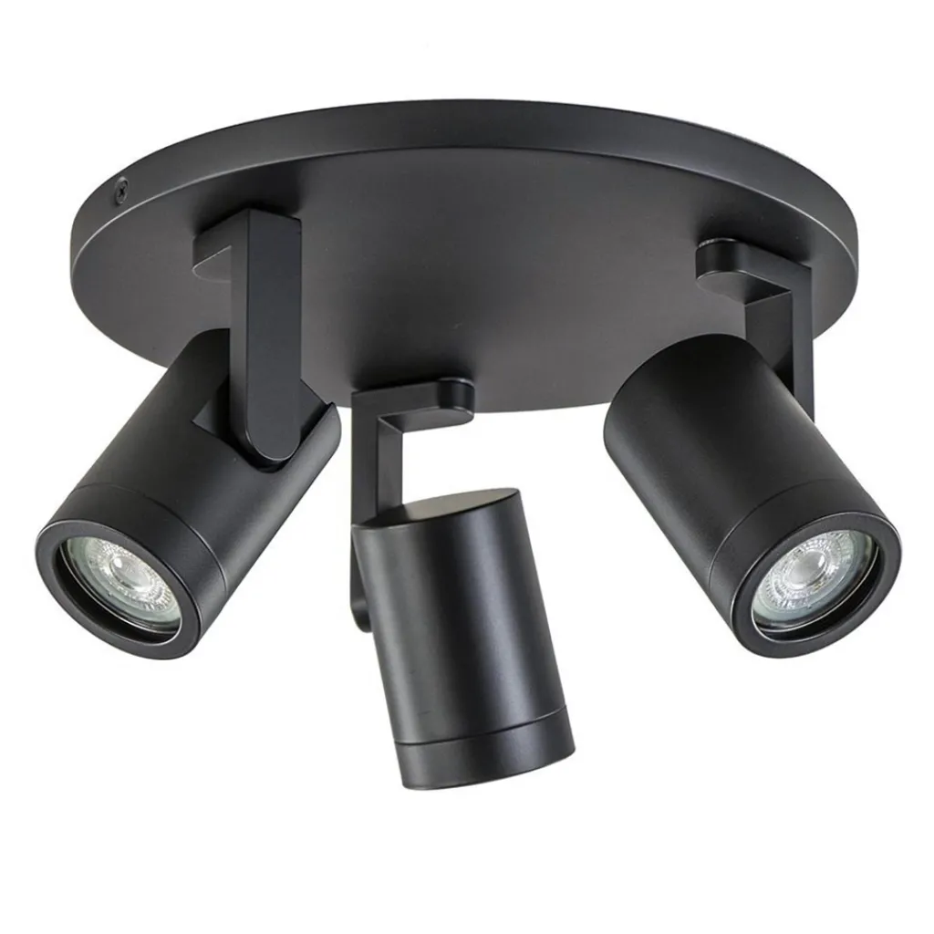 Straluma Plafondspot Halo 3L rond zwart> Opbouwspots|Woonkamerlampen