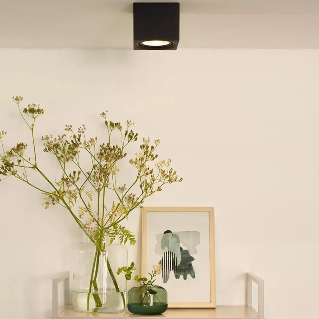 Straluma Plafondspot kubus zwart gu10-111 dtw> Plafondlampen|Opbouwspots