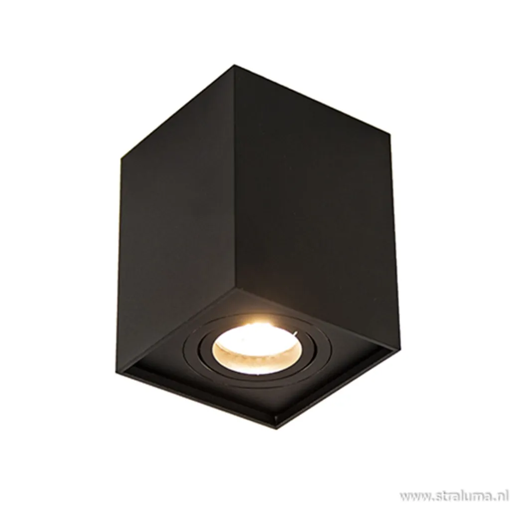 Straluma Plafondspot kubus zwart kantelbaar gu10> Opbouwspots|Woonkamerlampen