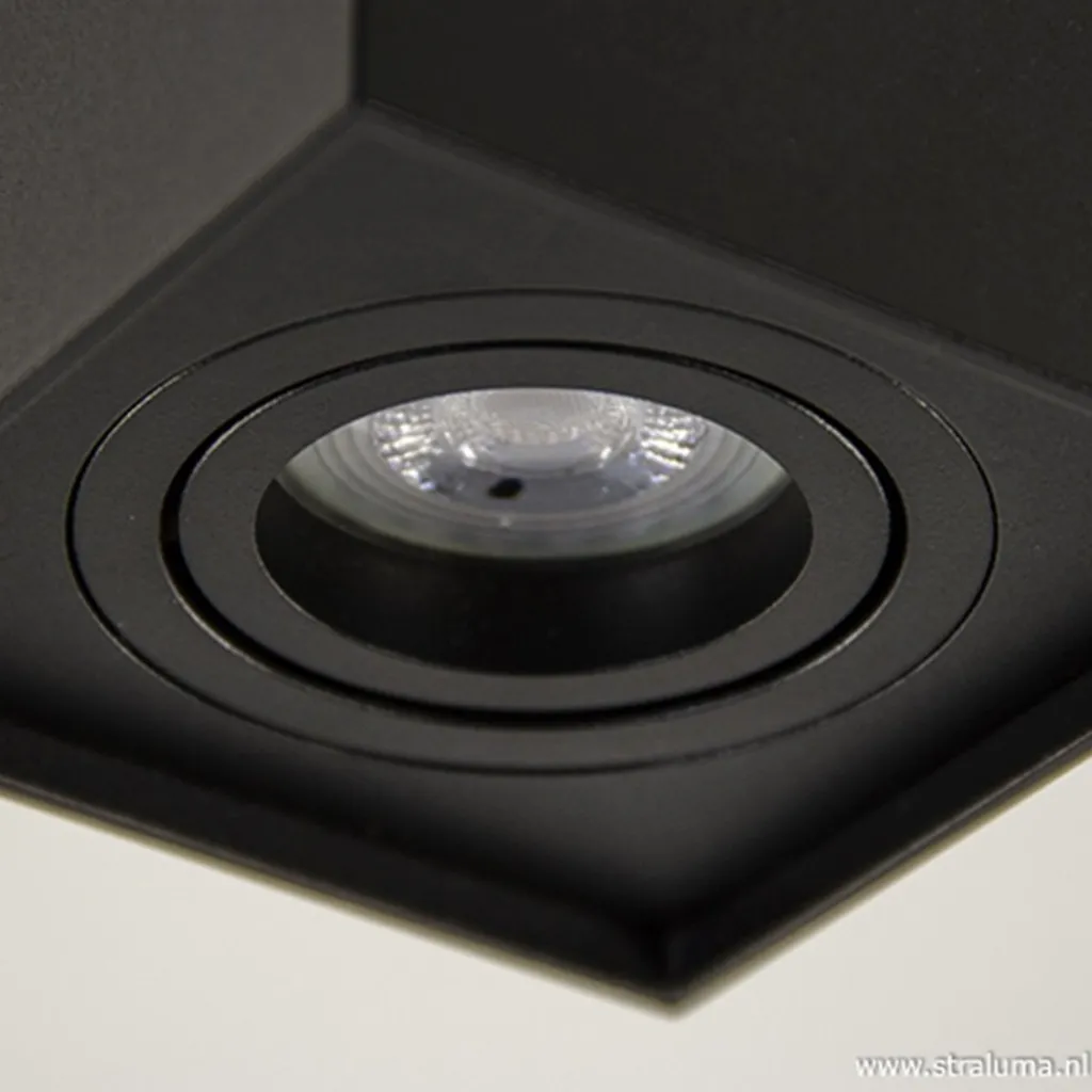 Straluma Plafondspot kubus zwart kantelbaar gu10> Opbouwspots|Woonkamerlampen