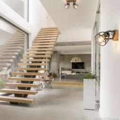 Straluma Plafondspot 2-L korf zwart/hout industr.><noscript><img width=