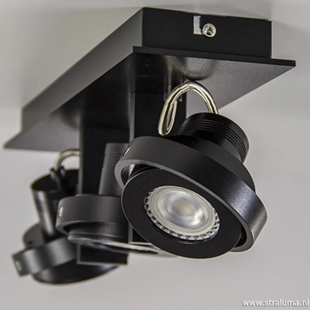 Straluma Plafondspot 3L op balk zwart gu10 incl.> Plafondlampen|Opbouwspots