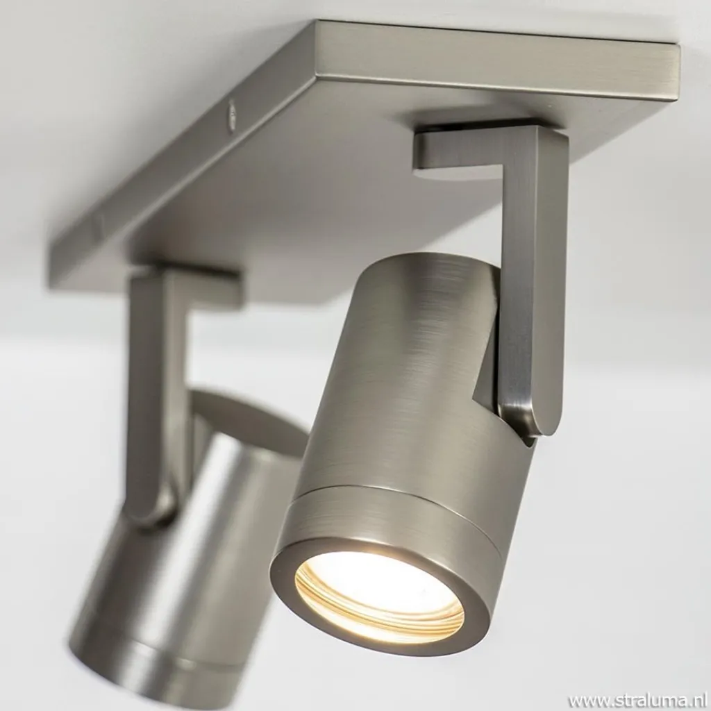 Straluma Plafondspot 2-licht op balk nikkel gu10> Opbouwspots|Keukenverlichting