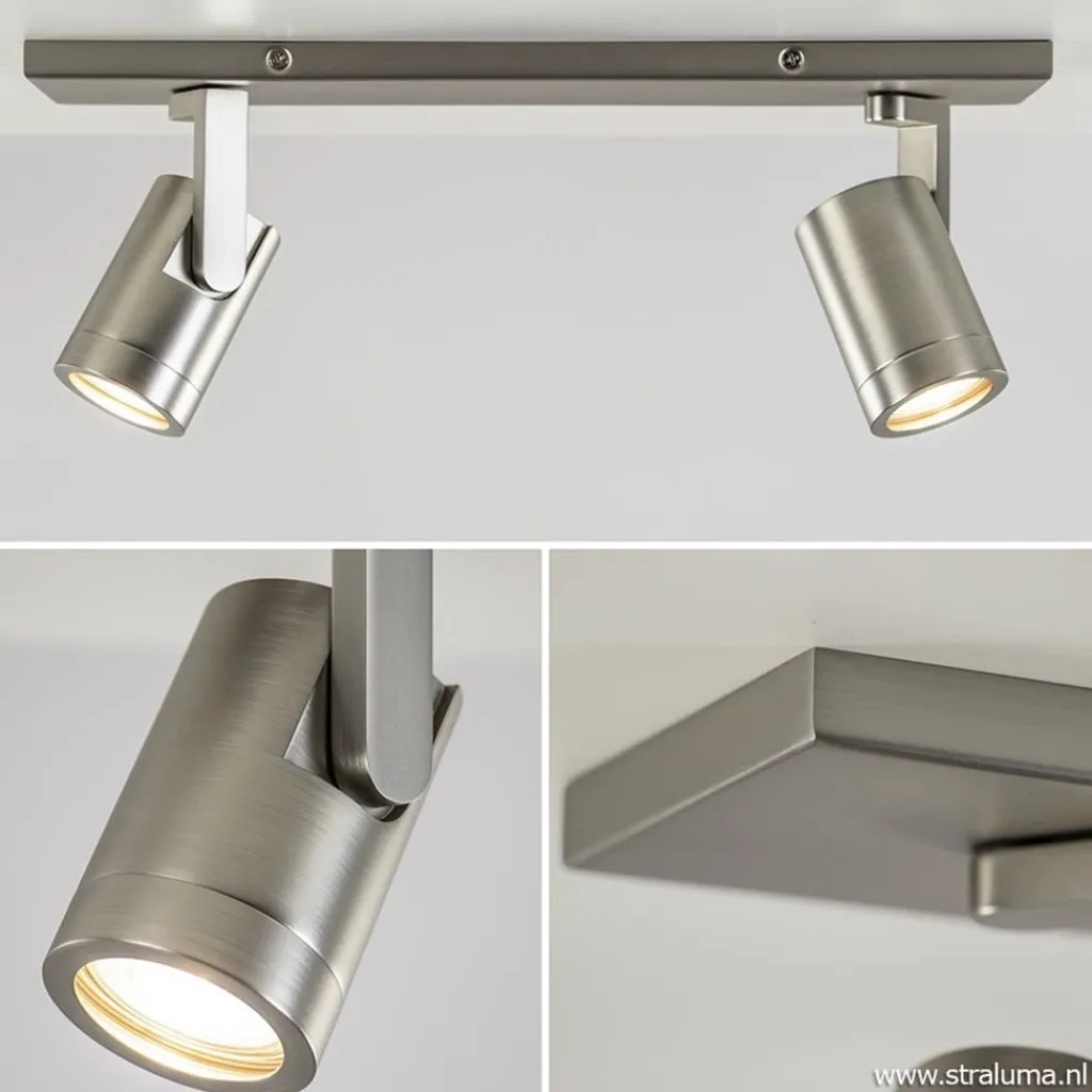 Straluma Plafondspot 2-licht op balk nikkel gu10> Opbouwspots|Keukenverlichting