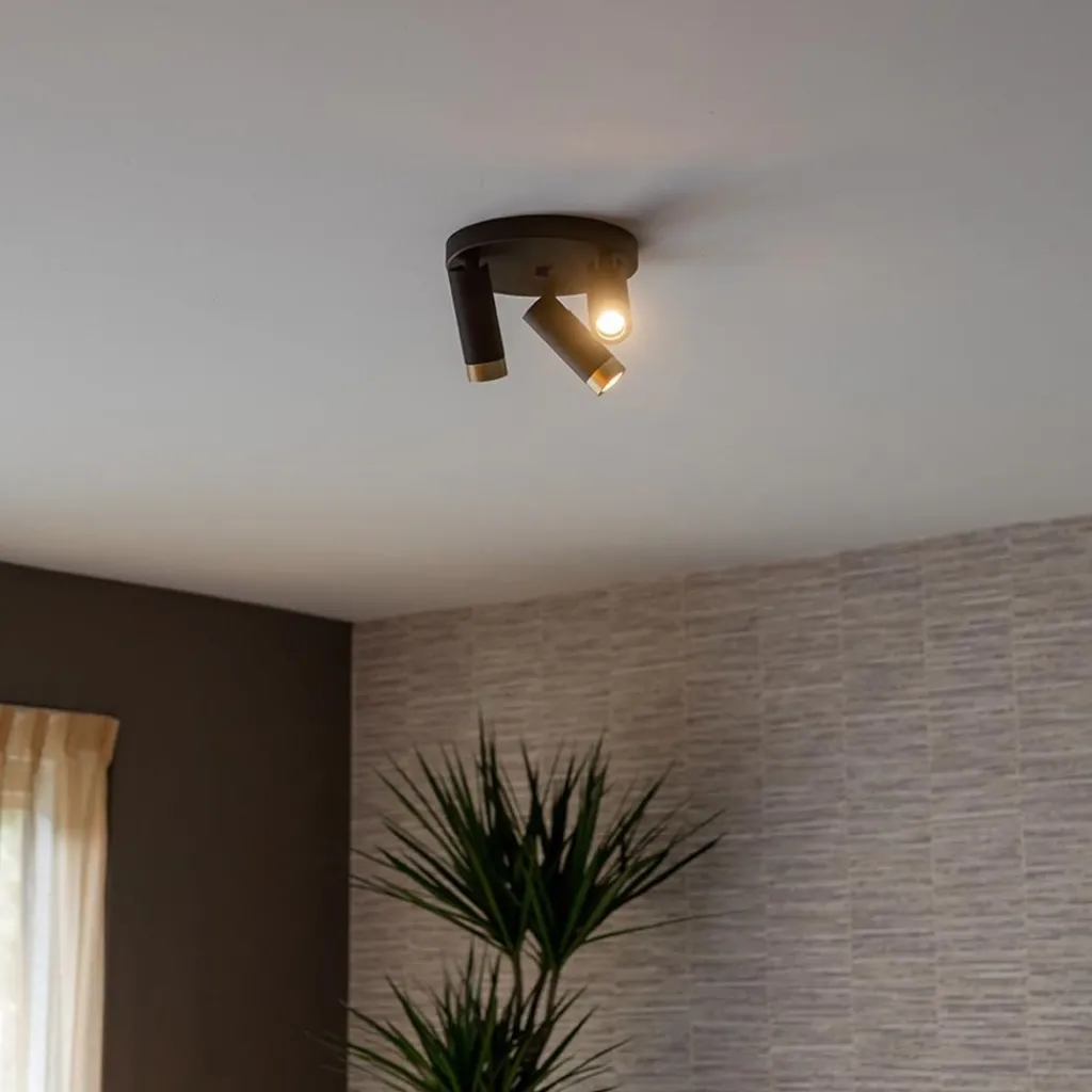 Straluma Plafondspot 3-lichts mat zwart/goud verstelbaar> Plafondlampen|Opbouwspots