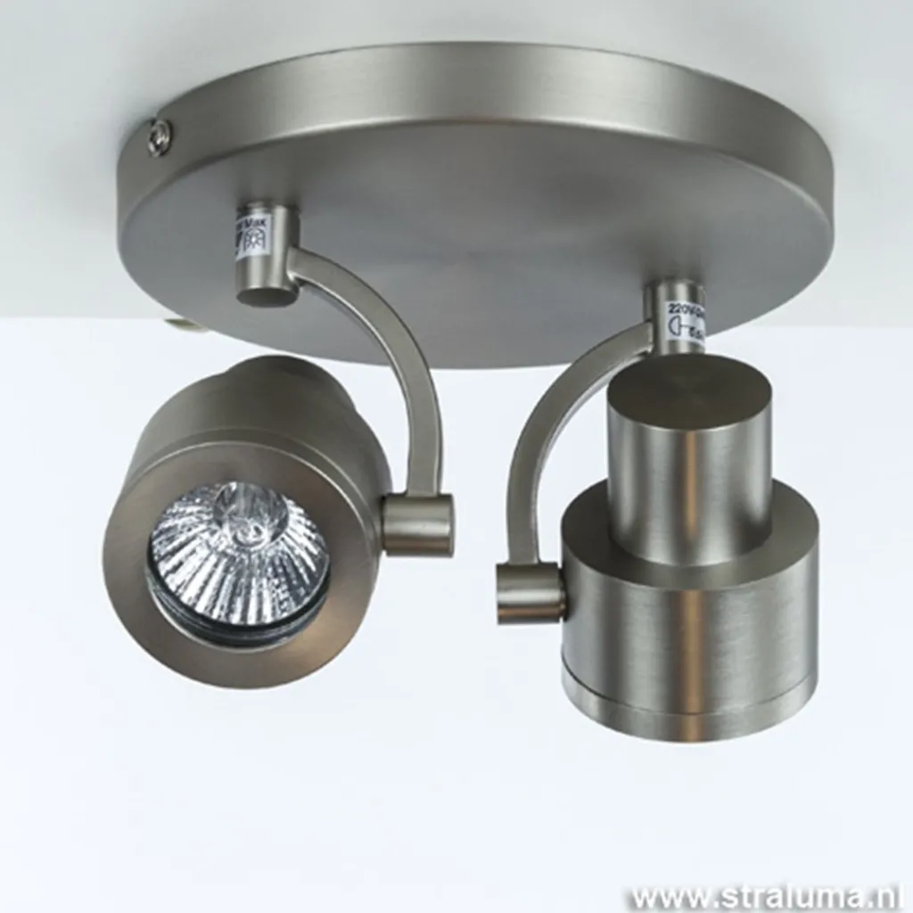 Straluma Plafondspot 2-lichts rond nikkel gu10> Opbouwspots|Woonkamerlampen