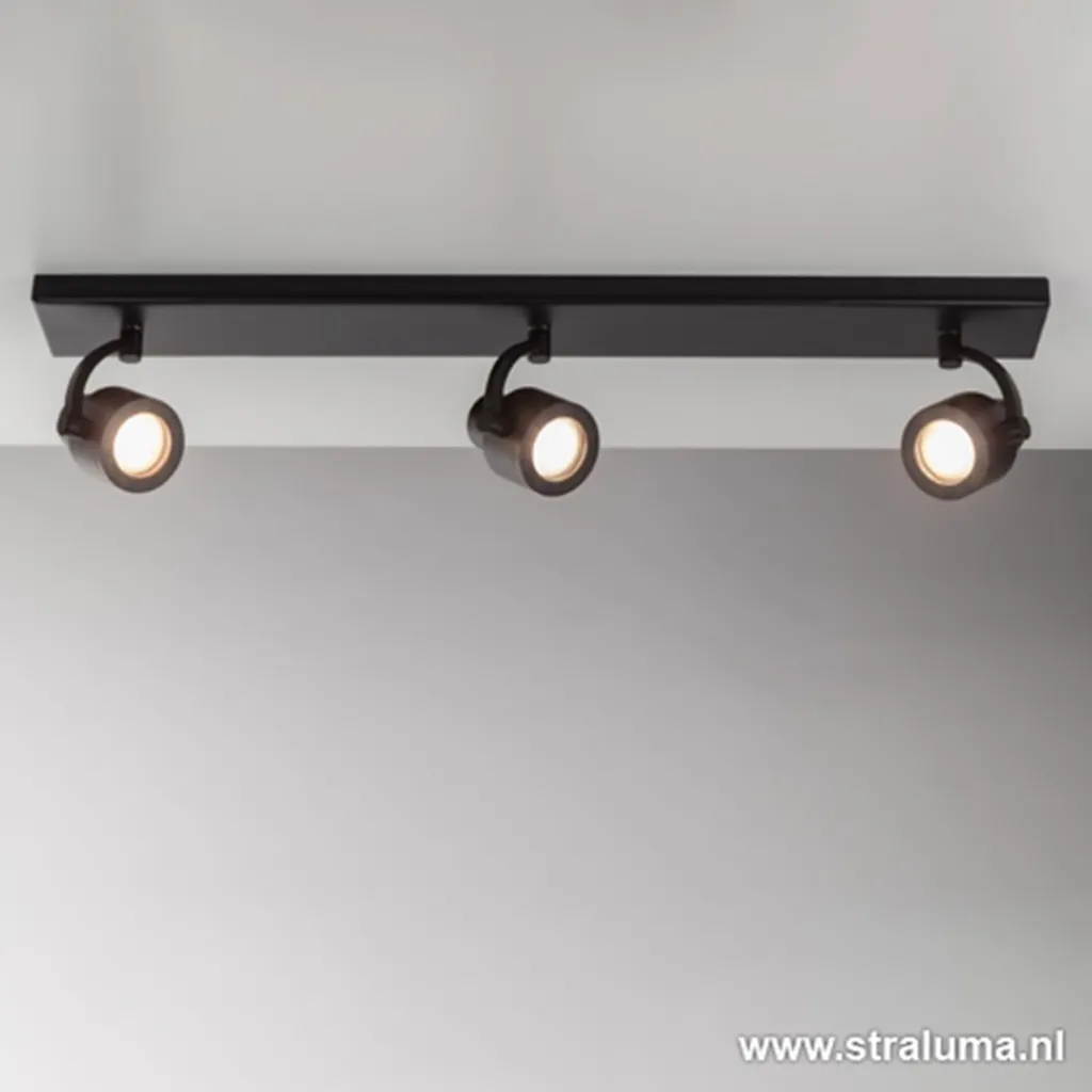 Straluma Plafondspot mat zwart balk 3-lichts gu10> Plafondlampen|Opbouwspots