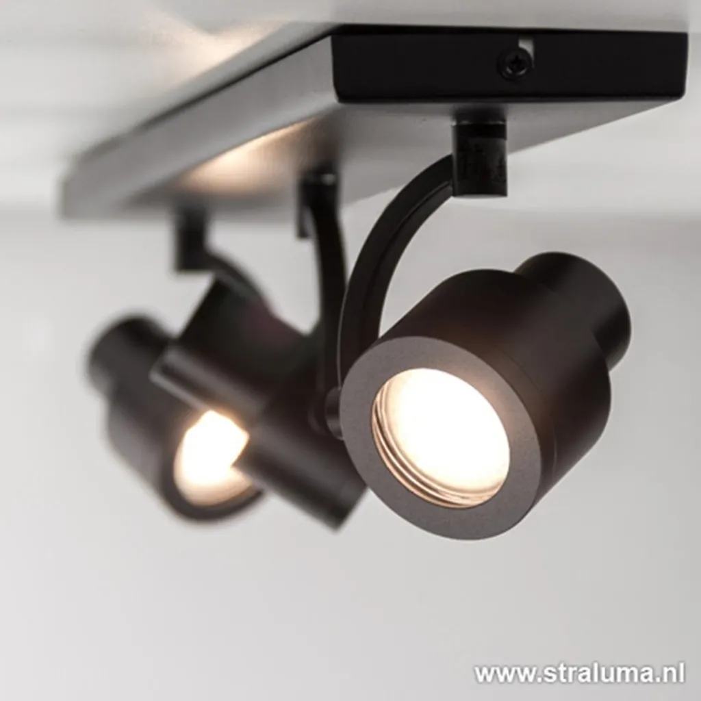 Straluma Plafondspot mat zwart balk 3-lichts gu10> Plafondlampen|Opbouwspots