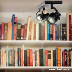 Straluma Plafondspot mat zwart balk 3-lichts gu10><noscript><img width=