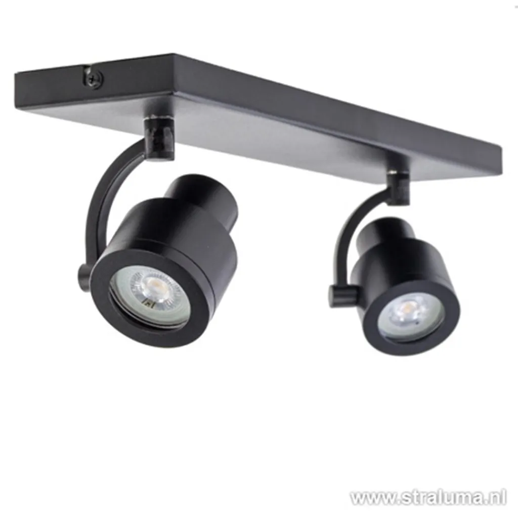 Straluma Plafondspot mat zwart balk 2-lichts gu10> Plafondlampen|Opbouwspots