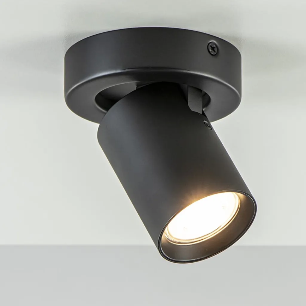 Straluma Plafondspot Oliver enkel tube zwart gu10> Wandlampen|Opbouwspots