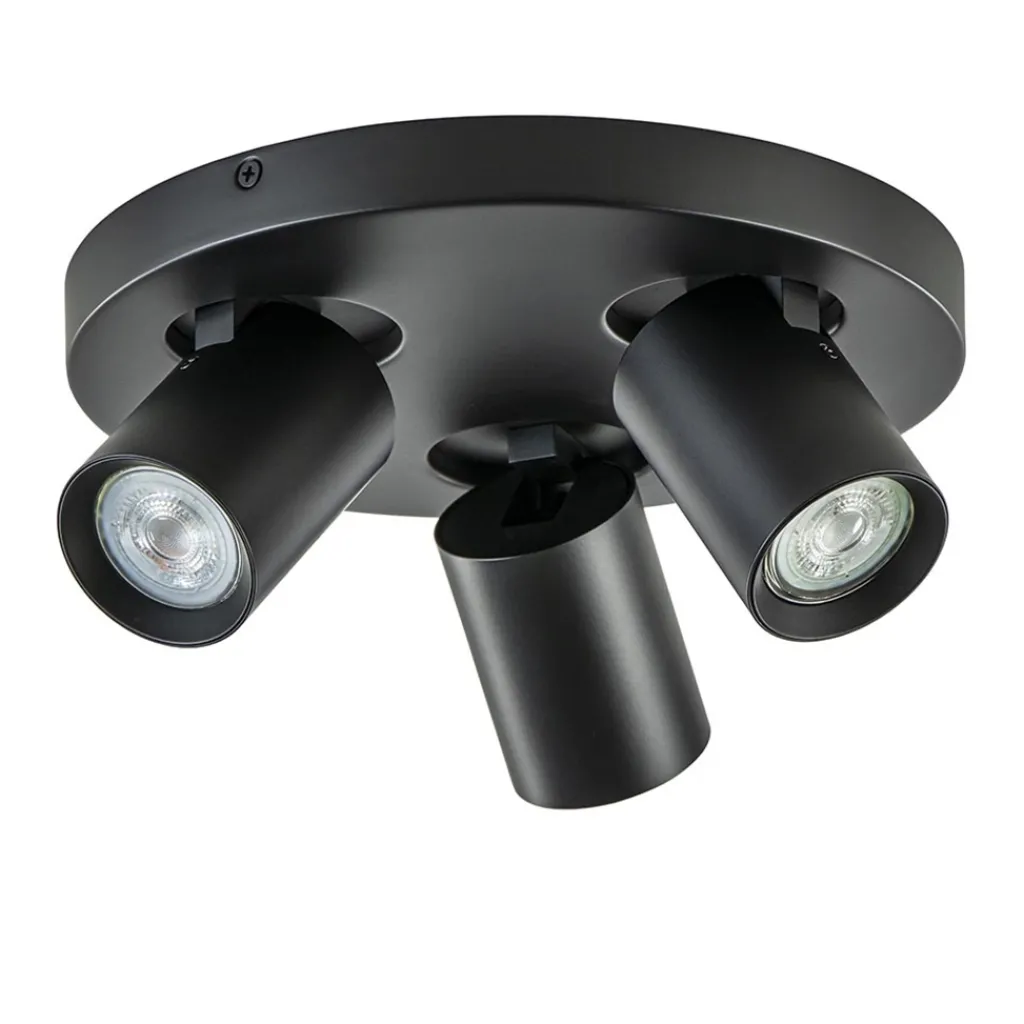 Straluma Plafondspot Oliver 3L rond zwart gu10> Opbouwspots|Woonkamerlampen