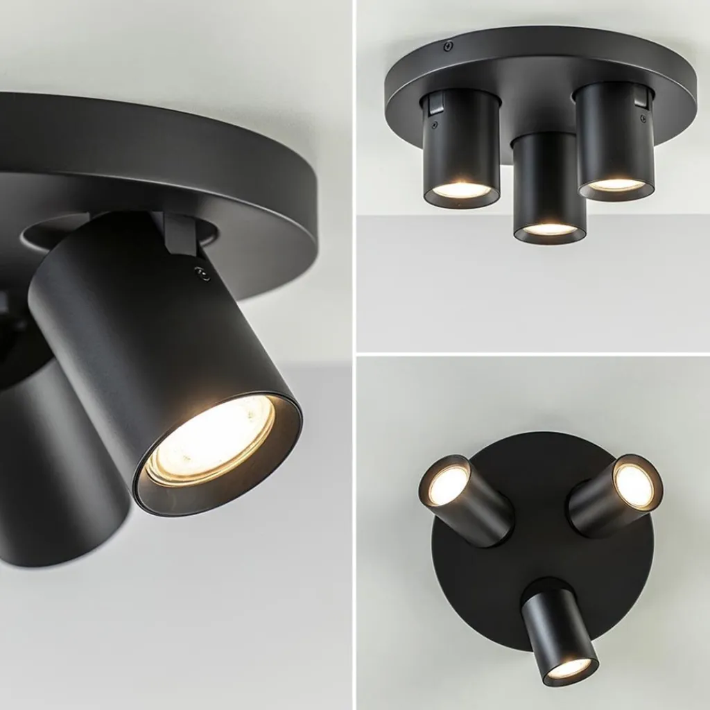 Straluma Plafondspot Oliver 3L rond zwart gu10> Opbouwspots|Woonkamerlampen