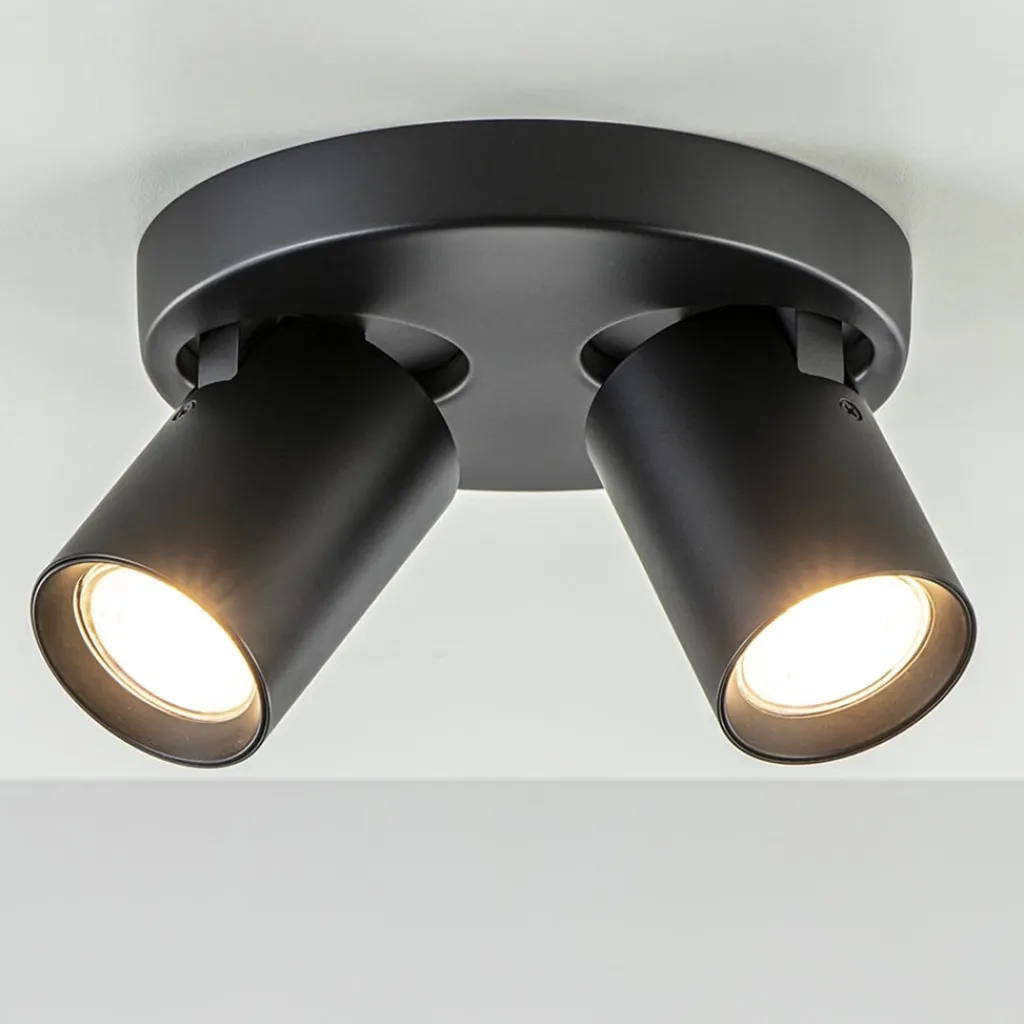 Straluma Plafondspot Oliver 2L rond zwart gu10> Opbouwspots|Woonkamerlampen