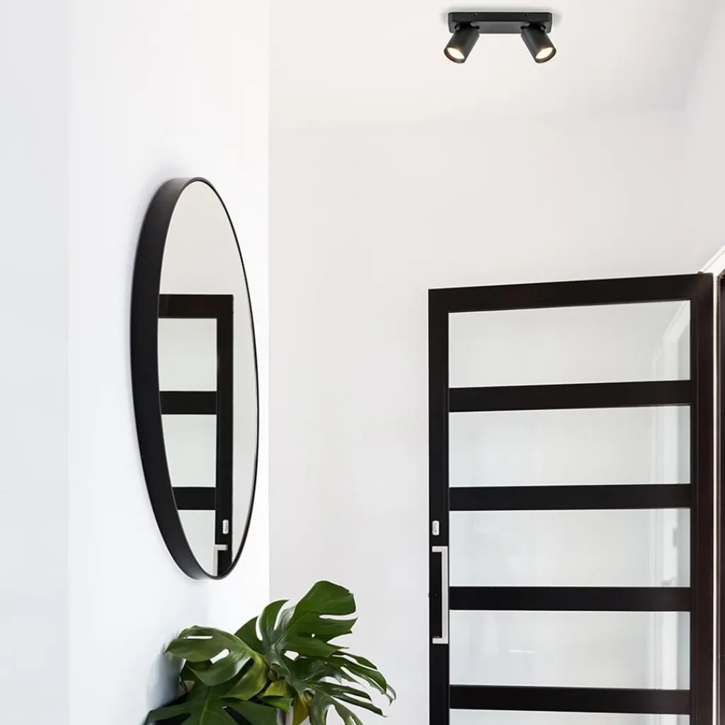 Straluma Plafondspot Oliver 2L zwart balk+tubes> Opbouwspots|Keukenverlichting