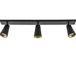 Straluma Plafondspot Petunia 3L balk zwart/goud> Opbouwspots|Keukenverlichting