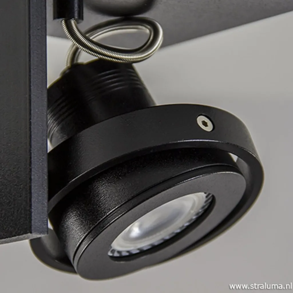 Straluma Plafondspot Quatro 1L zwart incl.gu10> Plafondlampen|Opbouwspots